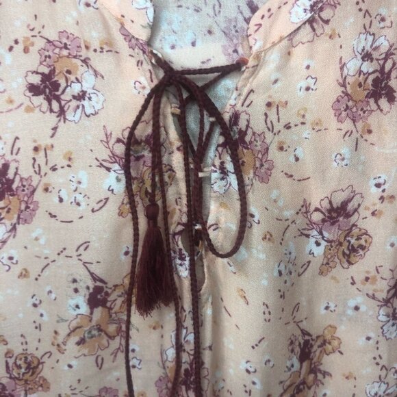 Sanctuary Sunshine Girl Floral Print Lace Up Tunic Top Sz Small Peasant Bohemian - Picture 3 of 10